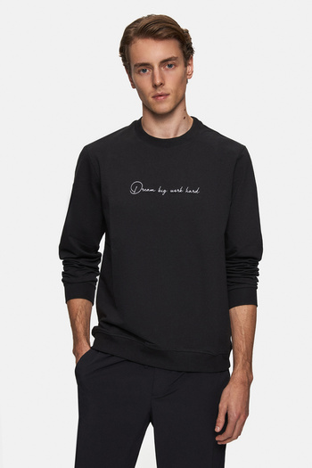 Twn Slim Fit Black Plain Sweatshirt