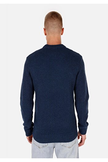 Colin's Regular Fit Stand Collar Men's Navy Blue Sweater