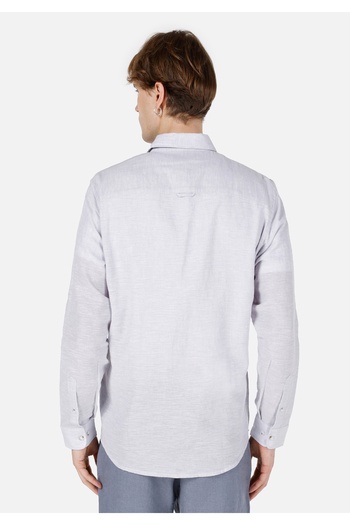 Colin's Comfort Fit Shirt Neck Прямий чоловічий сірий сорочка без кишень з довгими рукавами