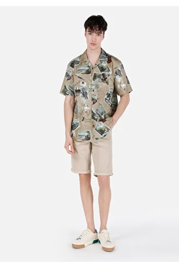 Colin's Regular Fit Mid Waist Plain Men's Beige Shorts