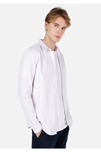 Colin's Slim Fit Shirt Neck Plain Men's Beige Long Sleeve Shirt