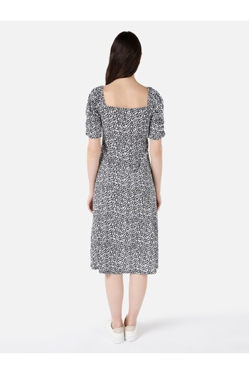 Colin's V Neck Regular Fit Slit Short Sleeve Mini Black Women's Dress