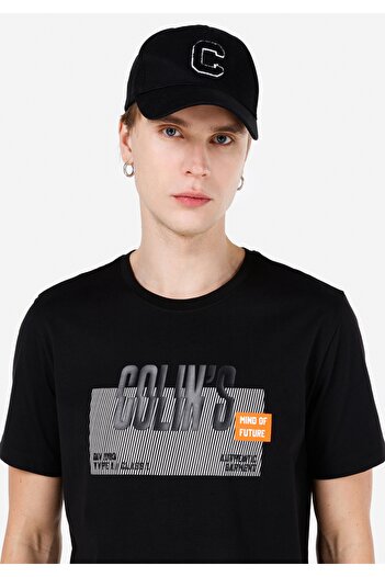 Colin's Normal Kesim Bisiklet Yaka Baskılı Siyah Erkek Kısa Kol Tişört Cl1066631