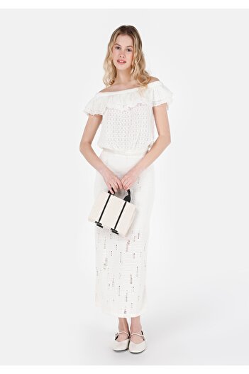 Colin's Slim Fit Jacquard Women's Ecru Skirt