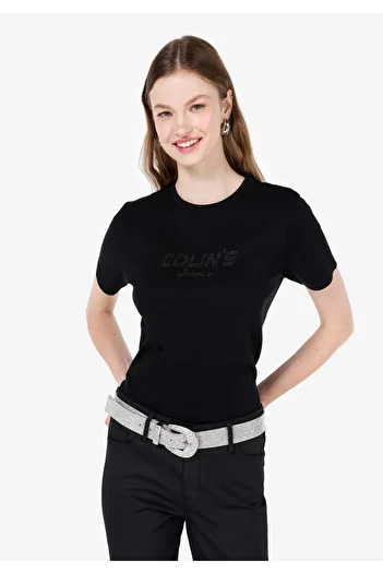 Colin's Regular Fit Crew Neck Black Women's Short Sleeve T-Shirt