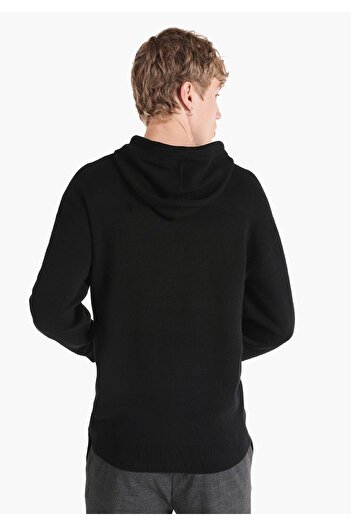 Colin's Men's Regular Fit Printed Hooded Black Sweatshirt