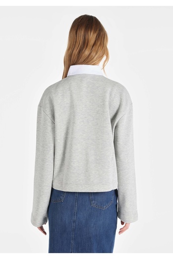 Colin's Gray Regular Fit Polo Collar Women's Long Sleeve T-Shirt