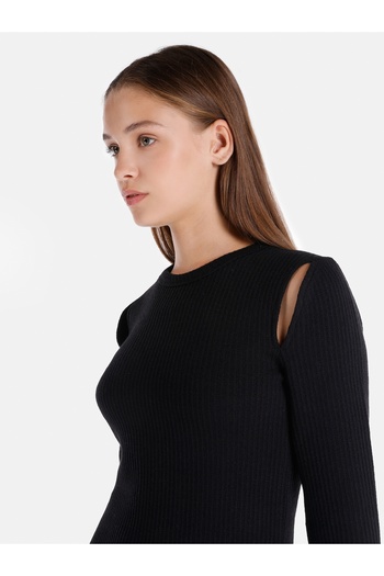Colin's Μαύρο Midi Slim Fit Γυναικείο Φόρεμα