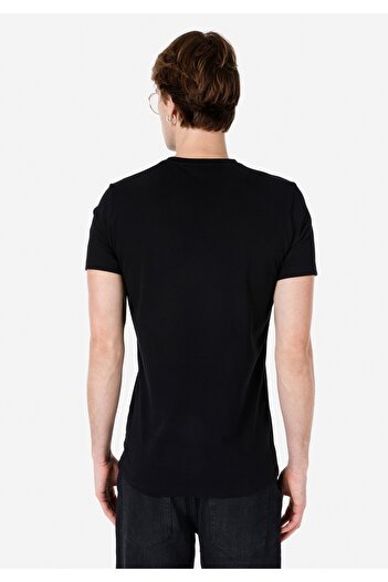 Colin's Slim Fit Στρογγυλή λαιμόκοψη Πλεκτό Απλό Ανδρικό Μαύρο κοντομάνικο T-shirt