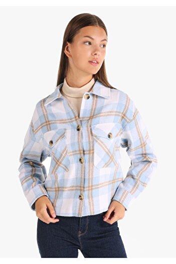 Colin's Regular Fit Shirt Neck Plaid Women's Blue Long Sleeve Shirt