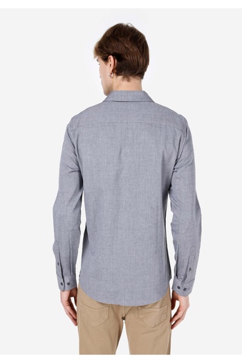 Colin's Сlim Fit Shirt Neck Прямий чоловічий сірий сорочка з довгими рукавами