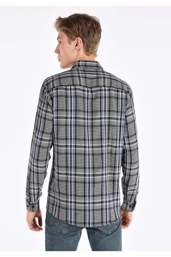 Colin's Regular Fit Shirt Neck Plaid Men's Blue Long Sleeve Shirt