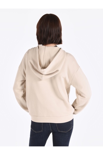 Colin's Regular Fit Hooded Printed Women's Beige Sweatshirt
