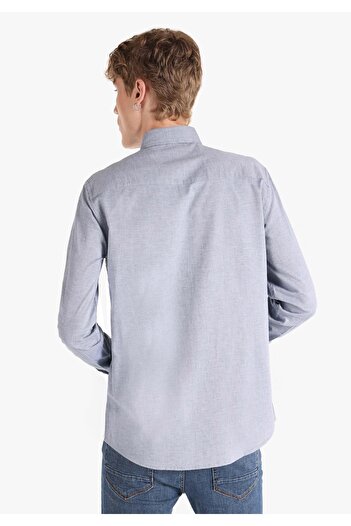 Colin's Regular Fit Shirt Neck Plain Men's Blue Long Sleeve Shirt
