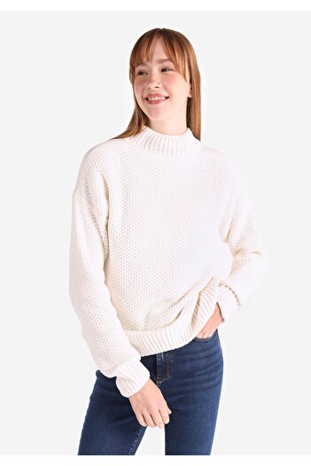 Colin's Regular Fit Round Neck Solid Women's White Sweater