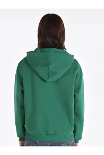 Colin's Regular Fit Hooded Plain Women's Green Sweatshirt