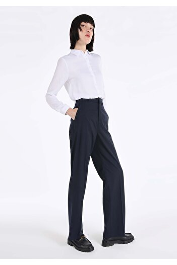 Colin's Regular Fit Yüksek Bel Geniş Paça Kadın Lacivert Pantolon