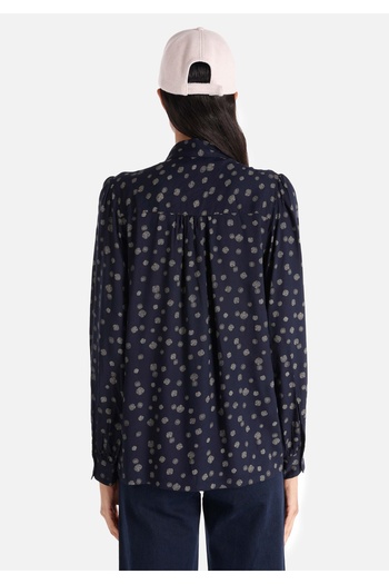 Colin's Slim Fit Shirt Neck Printed Women's Navy Blue Long Sleeve Shirt