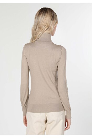 Colin's Slim Fit Turtleneck Plain Women's Beige Sweater