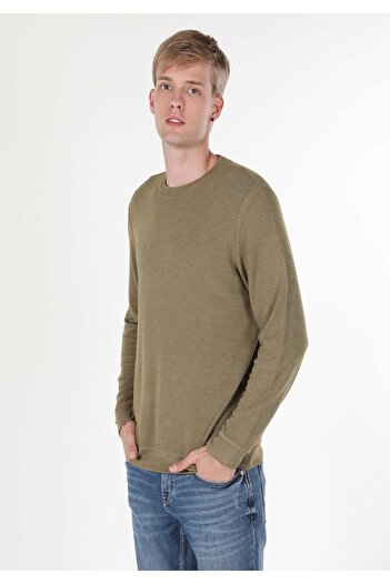Colin's Regular Fit Bisiklet Yaka Yeşil Erkek Uzun Kol Tişört