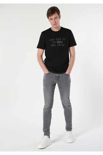 Colin's Regular Fit Yuvarlak Yaka Düz Erkek Siyah Kısa Kol Tişört