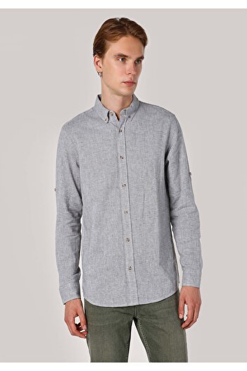 Colin's Regular Fit Shirt Neck Plain Men's Green Long Sleeve Shirt