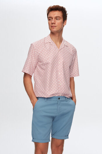 Twn Relaxed White Printed Pattern Scout Collar Short Sleeve Summer Shirt