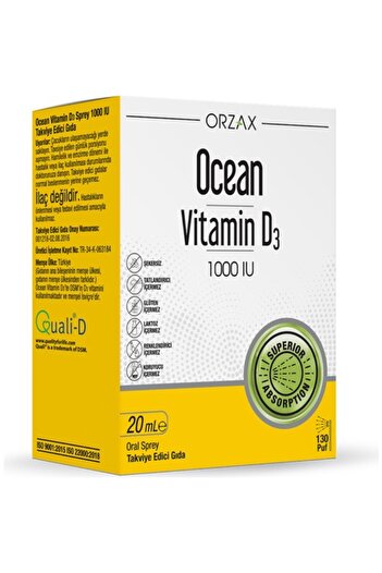 Orzax Ocean Vıtamın D 1000 Iu Sprey