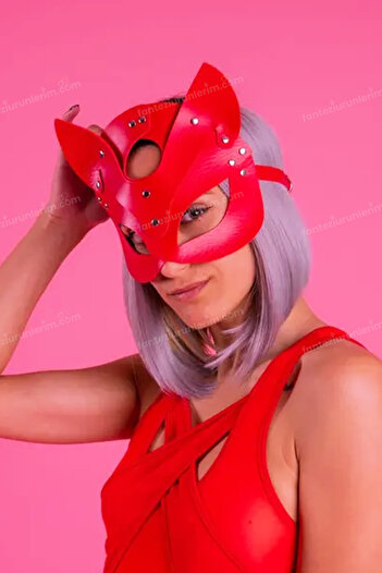 Sofya Passion Δερμάτινη μάσκα με αυτιά Naughty Cat, Αξεσουάρ κοστουμιών για παιχνίδι ρόλων