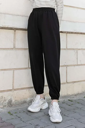 lamelif Black Tracksuit - Elastic Waist and Leg