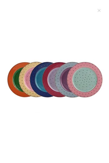 Kosova 6 Colors Polka Dot 6 Piece Cake Plate 21cm