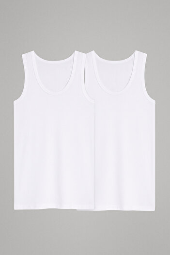 ROZELT Men's Classic Combed Cotton 2-Piece White Undershirt