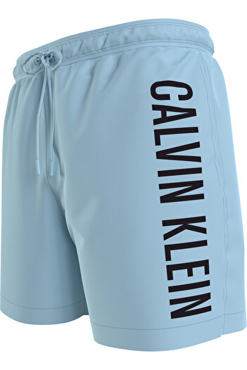 Calvin Klein Erkek Marka Logolu Çabuk Kuruyan Polysterli Plaj Ve Deniz Kullanıma Uygun Açık Mavi De