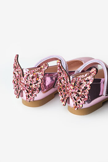 Le Mabelle Pink Heel Butterfly Girls Shoes