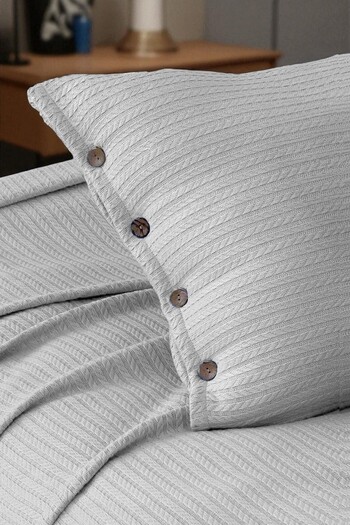 Cottonest Double Knitted Pi̇ke Bedspread with 2 Pillows
