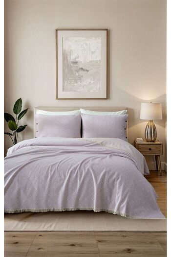 Cottonest Bedding Set with Two Pillows with Fringe