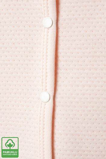 Miniel Unisex Baby Little Bear Printed Organic Cotton 6-9-12-18 Months Quilted Baby Cardigan