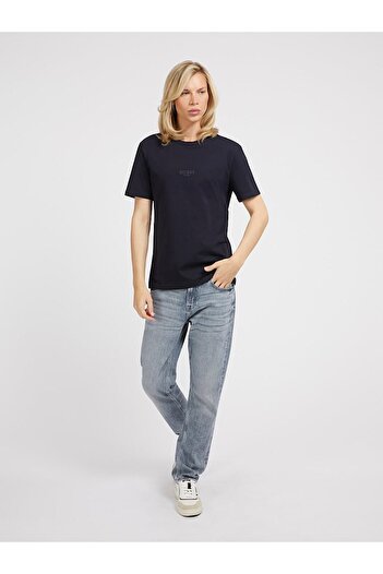 Guess Men's Small Logo T-shirt-Navy Blue