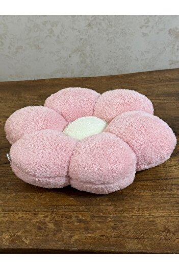 happyteks Pink Daisy Decorative Plush and Throw Pillow Cushion Pink-Ecru