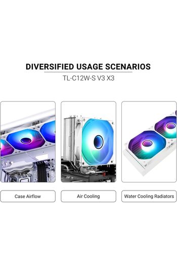 ThermalRight TL-C12W-S V3 x3 Packs Case Fan 120mm ARGB CPU Cooler Fan Comes with ARGB Mirror Light Effect,
