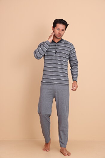 Redline Ανδρικό μακρυμάνικο σετ πιτζάμες Brink Regular Grey