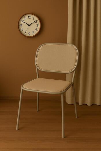 MARIA HOMES 1 PCS Beige Mesh Dining Chair with Metal Frame Modern Design