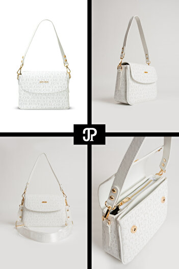 POLOGRAND London Geantă de umăr originală Just Polo Collection, cu 4 compartimente, din piele moale de lux, cu curea încrucișată reglabilă