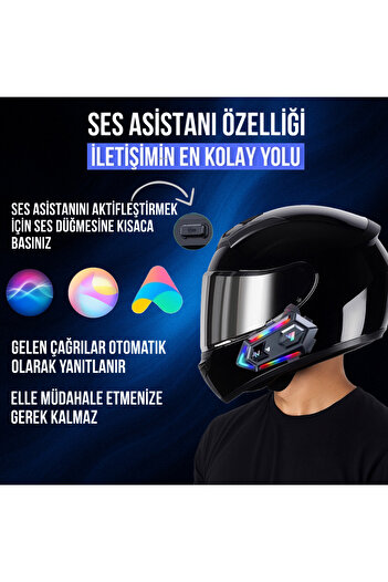 MATECHNO Motorsiklet Kask Interkom Kulaklık RGB Işıklı  Bluetooth 5.3 Çift Telefon Bağlantı