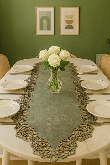 Ergüven Home Πράσινο (ΛΑΔΙ ΠΡΑΣΙΝΟ) Suede Fabric Runner Μέγεθος Τραπεζιού 40x140cm