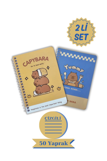 Ceylan Kırtasiye Capybara A6 Notepad Homework Notebook 10 cm X 14 cm Capybara (Set of 2)