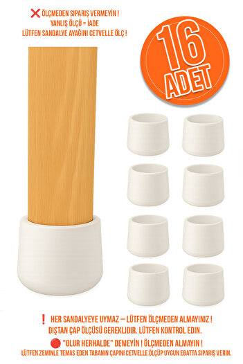 senal ticaret 16 Pcs White 21 mm Pvc Chair Profile Foot Shoe Silent Soft Chair Floor Protector
