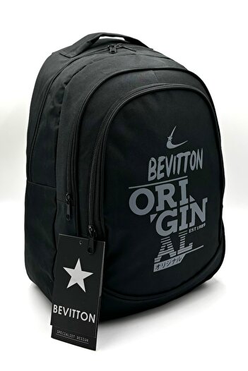 Bevitton Unisex Σχολική τσάντα Ορθοπεδική Μαύρη Σχολική Σακίδιο Πλάτης Sport