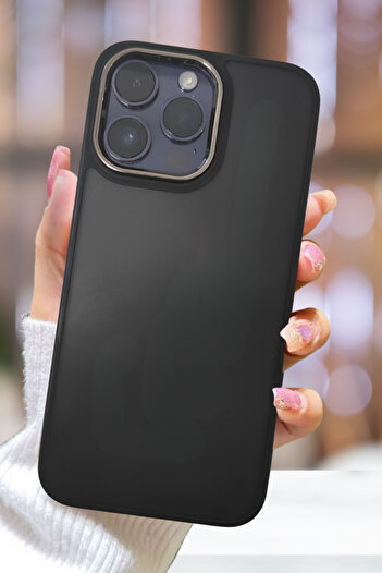 Fibaks iPhone 14 Pro Max Compatible Case Metal Frame Sensitive Button Colorful Frosted Transparent Cover