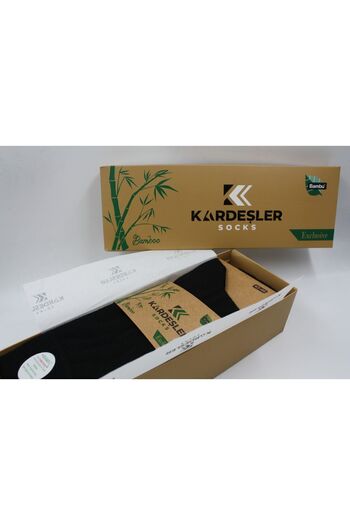 KARDEŞLER ÇORAP Бамбукови мъжки дълги обикновени черни чорапи, безшевни 6 части, първокласна кутия